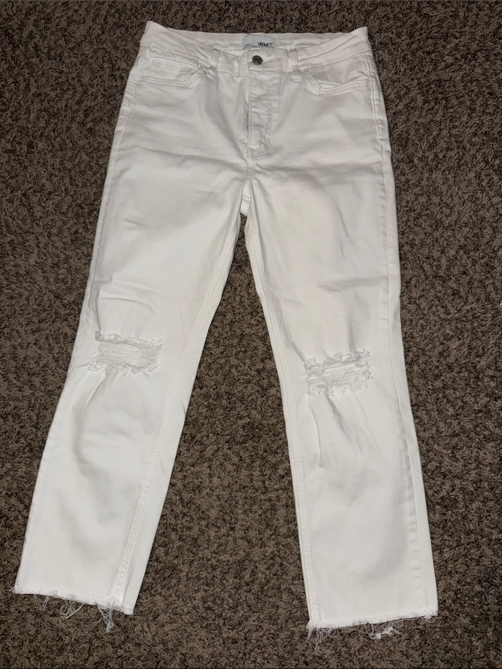 Vervet White Distressed Cropped Ankle Jeans